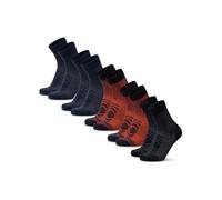 DANISH ENDURANCE Calze Trekking Leggere in Lana Merino, Anti-Vesciche, da Uomo, Donna, Bambino, 1 o 5 Paia, Multicolore (2xNavy, 2xNavy/Arancione, 1xNero), 43-47