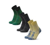 DANISH ENDURANCE Calze Trekking Leggere in Lana Merino, Anti-Vesciche, da Uomo, Donna, Bambino, 3 Paia, Multicolore (1 x Grigio, 1 x Verde, 1 x Giallo), 43-47