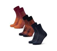 DANISH ENDURANCE Calze Trekking Leggere in Lana Merino, Anti-Vesciche, da Uomo, Donna, Bambino, 3 Paia, Multicolore (1xBlu Navy/Arancione, 1xFucsia/Arancione, 1xBlu Navy), 35-38