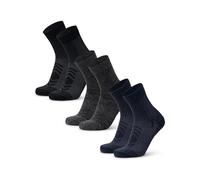 DANISH ENDURANCE Calze Trekking Leggere in Lana Merino, Anti-Vesciche, Traspiranti, da Uomo, Donna, Bambino, 3 Paia, Multicolore (1x Blu Scuro, 1x Grigio, 1x Nero), 43-47