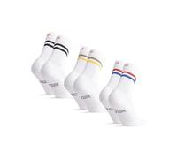 DANISH ENDURANCE Calzini da Tennis, 3 o 6 Paia, Bianco Multicolore (1 x Strisce Rosse/Blu, 1 x Strisce Nere, 1 x Strisce Verdi/Gialle), 39-42