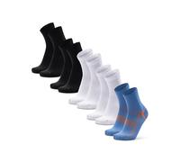 DANISH ENDURANCE Calzini Sportivi Quarter, Calze da Corsa, Running, Traspiranti, per Uomo e Donna, 3 o 5 Paia, 1 x Blu/Arancione, 2 x Nero, 2 x Bianco, 39-42