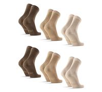 DANISH ENDURANCE Calzini Uomo Fibra di Bambù, Calze Anti-Sudore Traspiranti, Morbide e Classiche, Calze da Lavoro e Uso Quotidiano, 6 Paia, Multicolore (2xSabbia, 2xBeige, 2xMarrone), 35-38