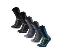 DANISH ENDURANCE Calzini Uomo Running Lunghi, Calze Antiscivolo da Corsa, Anti-Vesciche, 3 o 5 Paia, Unisex, Multicolore (2x Nero/Grigio, 2xGrigio/Nero, 1x Blu/Giallo), 48-51