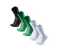 DANISH ENDURANCE Calzini Uomo Running Lunghi, Calze Antiscivolo da Corsa, Anti-Vesciche, 3 o 5 Paia, Unisex, Multicolore (1xNero/Grigio, 2xBianco, 2xVerde/Arancione), 35-38