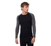 DANISH ENDURANCE Maglia Termica Uomo in Lana Merino, Manica Lunga, per Sci, Trekking, Escursionismo Con o Senza Chiusura Zip, Black/Dark Grey, L