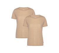 DANISH ENDURANCE Magliette Donna in 100% Lana Merino, Maglia Termica Donna Maniche Corte, T-Shirt, 2 Paia, Sabbia, L