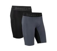 DANISH ENDURANCE Pantaloncini a Compressione, 2 Paia, Multicolore (1x Grigio, 1x Nero), XXL