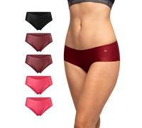 DANISH ENDURANCE Slip Hipster Invisibili, 3 o 5 Paia, Multicolore (1x Nero, 2X Rosa, 2X Rubino), M