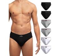 DANISH ENDURANCE Slip Uomo Cotone, 3 o 6 Paia, 6 X Multicolore (2X Grigio, 2X Nero, 2X Bianco), M
