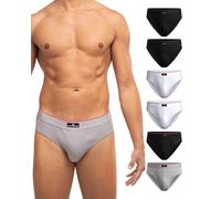 DANISH ENDURANCE Slip Uomo Cotone Premium, Mutande Uomo Comode e Traspiranti, Senza Etichetta, 3 o 6 Paia, MC (2 x Nero, 2 x Bianco, 1 x Grigio, 1 x Nero/Linea Rossa), XL