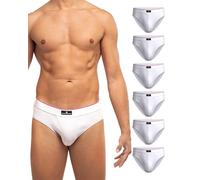 DANISH ENDURANCE Slip Uomo Cotone Premium, Mutande Uomo Comode e Traspiranti, Senza Etichetta, 3 o 6 Paia, Bianco, XL