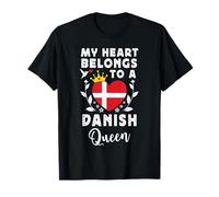 Danish Queen Danish Wife Girlfriend Denmark Flag Maglietta