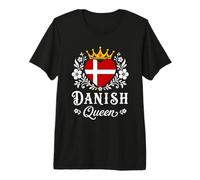 Danish Queen Denmark Flag Proud Danish Woman Maglietta Premium