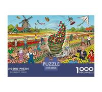 Danish Windmill Tulip Tempesta Puzzle in Legno Impermeabile DIY Puzzles Da 1000 Pezzi Regali Per Adulti Impossibili Giochi Educativi