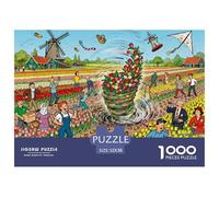 Danish Windmill Tulip Tempesta Puzzle in Legno Impermeabile Puzzles Da 1000 Pezzi Per Adulti Sfidanti E Rompicapo Giochi Educativi