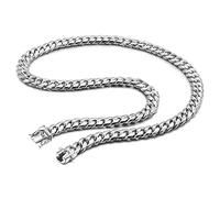 Dankadi Collana cubana massiccia 10 mm in argento Sterling 925, catena cubana, maglia 16 "-30", grande rock, punk, hip pop miami, regalo gioielli festa di compleanno per uomo, 18", Argento sterling