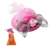 Danlai Cappelli di Pollo per Galline Mini Berretto Animali Domestici Duck per Piccolo Cappello Piume con Cappello Piuma con Cinghia Elastico Regolabile Halloween Show Costume