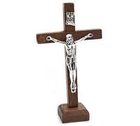 Danlai Crocifisso in Legno Crocifisso Wall Cross Statue Figurina Crocifissione Barocca Crocifissione Cattolica Gesù Desktop Ornament Decorazione della Casa Cristiana