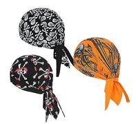 DANLCUPL 3 pz DOO Rags Dew Rag Skull Cap Pirate Hat Cooling Head Wrap Bandana Helmet Liner per Uomini Ciclismo Moto