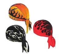 DANLCUPL 3 pz Doo Rags Dew Rag Skull cap Pirate Hat Cooling Head Wrap Bandana Helmet Liner per Uomini Ciclismo Moto, Nero, S/L