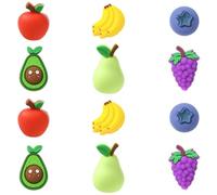 DanLingJewelry 12 perline focali in silicone a forma di frutta 3D, graziose perline sfuse a forma di banana, mela, uva, pera, accessorio per gioielli fai da te, portachiavi, bracciali, collane, penne