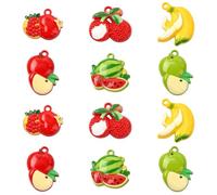 DanLingJewelry 18 ciondoli a forma di frutta, in metallo, con retro piatto, a forma di banana, anguria, mela, per la creazione di gioielli, collane e bracciali