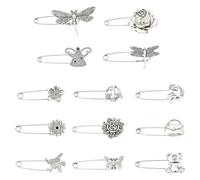 DanLingJewelry 26 spille a forma di fiore in argento anticato, stile tibetano, accessori per giacche, scialli, cappelli, borse