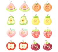 DanLingJewelry 32 ciondoli in resina a forma di frutta, 8 stili, graziosi, mela, fragola, pera, anguria, per la creazione di gioielli fai da te