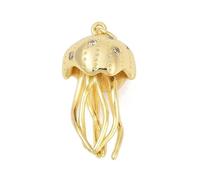 DanLingJewelry 5 ciondoli a forma di medusa in ottone con zirconia cubica, a forma di animale dell'oceano dorato, per gioielli fai da te, bracciali, orecchini