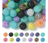 DanLingJewelry 50 pezzi casuali 20mm perline rotonde con strass acrilico pavimenta perline con sfera da discoteca perline robuste di gomma da masticare per la creazione di gioielli
