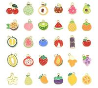 DanLingJewelry 60 ciondoli colorati smaltati a tema frutta estiva misti graziosi ciondoli a forma di fragola, ciliegia, mela, per la creazione di gioielli