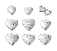 DanLingJewelry 8 ciondoli a forma di cuore in acciaio inox, stile vintage, con foto d'amore, per la creazione di gioielli, collane, regali