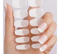 DANNI & TONI 28 strisce per unghie in gel semi-indurito con punte francesi, adesivi traslucidi morbidi, autoadesivi, lampada UV/LED, per manicure francese (velo opalino)
