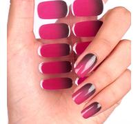 DANNI & TONI Pellicola per unghie in gel semi-indurito (Berry Ombre) nero e rosa sfumato lucido set per unghie UV gel pellicola per nail art autoadesivo 28 adesivi