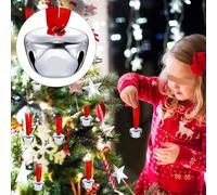 DANNMPX Campanelle Natale Ornamento Natalizio Campana da Slitta con Nastro Rosso Credi nella Gioia Amore Buon Sogno Fede Decorazioni(Blue,Silver)