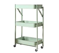 DANNMPX Carrelli Portaoggetti Carrello Pieghevole A 3 Livelli Portaoggetti da Cucina in Metallo con Ruote Mobile Scaffale A Spinta Manuale Cucina