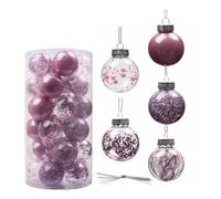 DANNMPX Decorazioni Natalizie 30 Pezzi di Ornamenti per Palle Natale 2,36'' Decorazioni Infrangibili per Albero Palla da Appendere in Plastica per Feste Palline Natale(Pink)