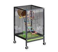 DANNMPX Gabbia per Uccelli Gabbia for Uccelli in Ferro Battuto con Supporto Girevole for Pappagalli, Conuri, Inseparabili, Calopsitte Voliera(Black)