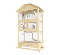 DANNMPX Gabbia per Uccelli Gabbia per Uccelli Grande per Parrocchetti per Interni Ed Esterni con Ruote, Trespolo E Vassoio Estraibile Rimovibile per Canarini Pappagalli Colombe Voliera(Wood Color)