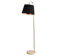 DANNMPX Piantana Metal Floor Lamp Fabric Lampshade Light Tall Pole Gold with Marble Base for Living Room Bedroom Office Lampada Terra Salotto(Black)