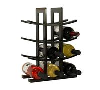 DANNMPX Porta Bottiglie 4 Tiers Wine Rack Bamboo Supporto for Legno Cabinet Stand Bas Display Shelf Organizer Storage Retro Home Decoration per Cucina Dispensa(Black)