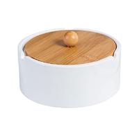 DANNMPX Portacenere Posacenere in Ceramica nordici con Coperchio in Legno di Frassino Regalo Vassoio for Il Mio Ragazzo Creativo Supporto da Tavolo e Accessori for la casa Ash per Tavolo(White)
