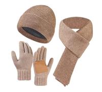 DANNMPX Set Cappello Sciarpa Guanti Set di Cappello, Guanti E Sciarpa Invernali Caldi Lavorati A Maglia for Il Ciclismo All'aperto Inverno(Bruin)