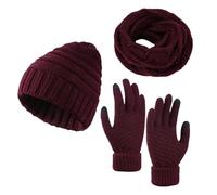 DANNMPX Set Cappello Sciarpa Guanti Set di Cappello, Sciarpa E Guanti in Pile Invernale for Esterni Inverno(Rot)