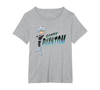 Danny Phantom with Logo Maglietta, Donna Plus-Size, Grigio Melange, 1X