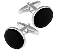 Dannyshi Gemelli da uomo classici per camicia da matrimonio, da lavoro, argento, oro, nero, set regalo con scatola, 18mm, Rame, Senza pietra