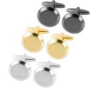 Dannyshi Gemelli da uomo classici per camicia da matrimonio, da lavoro, argento, oro, nero, set regalo con scatola, 18mm, Rame, Senza pietra