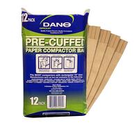 Dano 12 sacchetti di carta pre-ammanettati ecologici/sacchetti di plastica per compattatori di rifiuti in carta kraft marrone