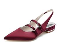 DANOBAB Scarpe Basse da Donna Tacchi Bassi Punta a Punta Cinturino alla Caviglia Scarpe da Corte per Le Donne Feste Matrimonio Ufficio Pompe Scarpe da Sera,Burgundy,40